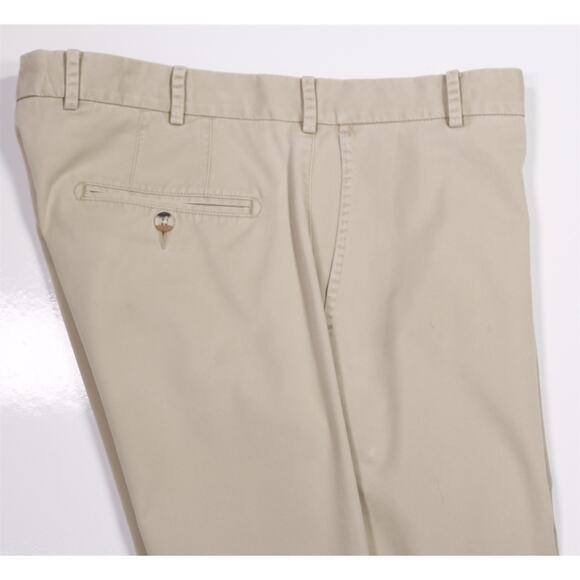 Peter Millar Soft Touch Khaki Tan Flat Front Chino Pants Trousers 35x31 - Picture 2 of 7